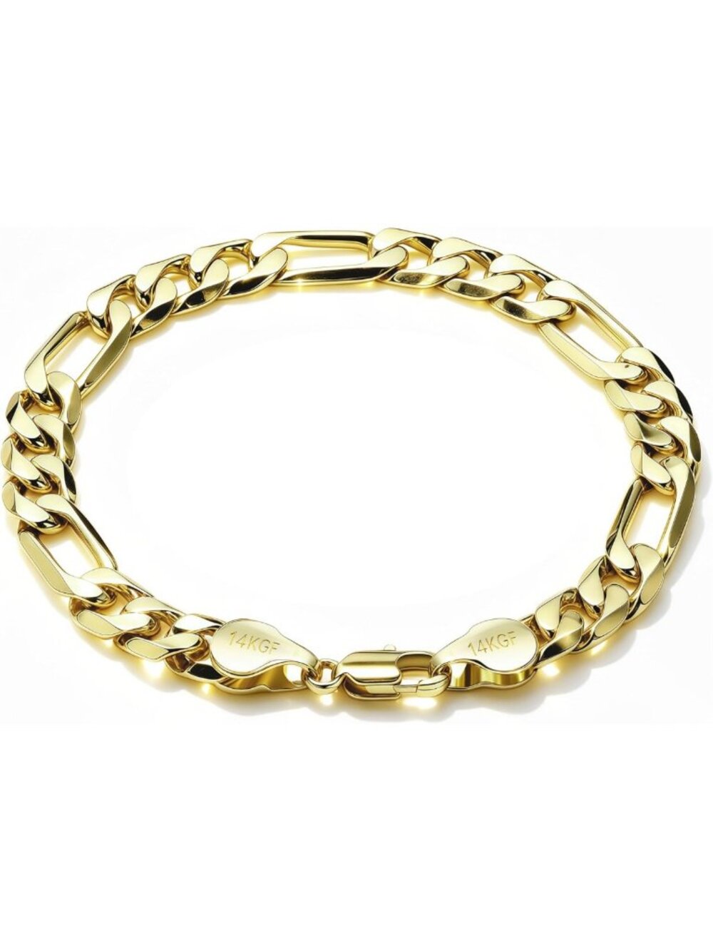 14K Gold Figaro Bracelet for Men & Women, Non-Tarnish, 6mm/8mm, Stylish Lobster